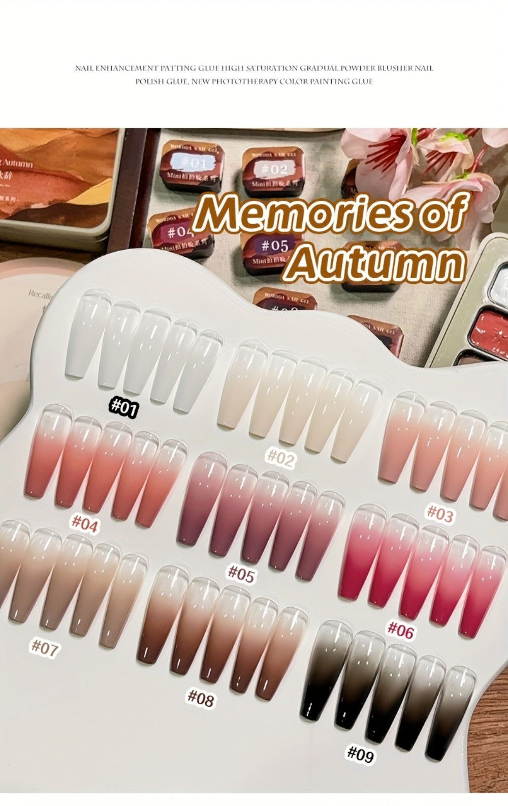 Gel Nail Polish Set 9 Colors Gradient Effect MORDDA High Saturation Glossy Long Lasting Soak Off UV LED Nail Art DIY Salon Quality Manicure Kit Women