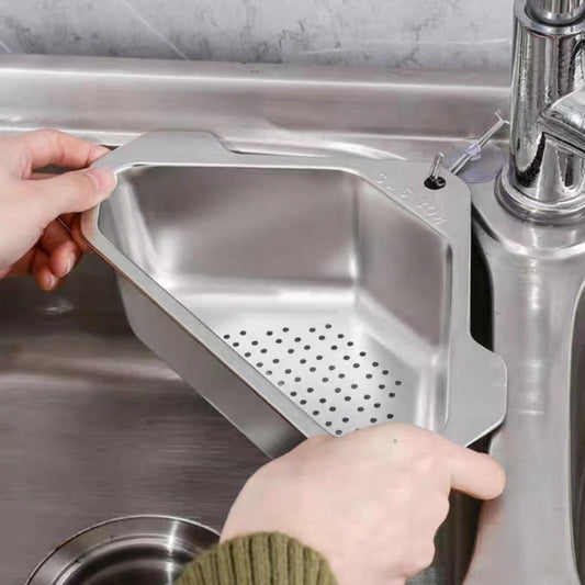 Kitchen Sink Strainer Basket, Triangular Corner Design in 304 Stainless Steel