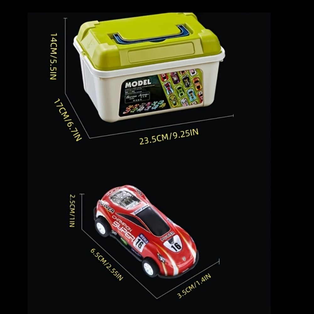 Mini Die-Cast Car Set with 54 Pull-Back Cars, 2 Stunt Cars & Play Mat