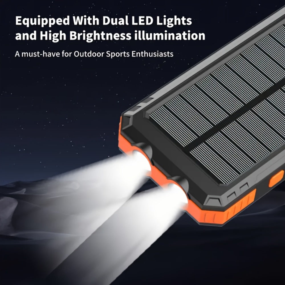 2-Pack Solar Power Bank 20000mAh 40000mAh Portable Dual USB Fast Charging with Built-In LED Flashlight - Emergency Solar Charger for Hiking Camping Outdoor Survival, Compatible with iPhone Android Samsung