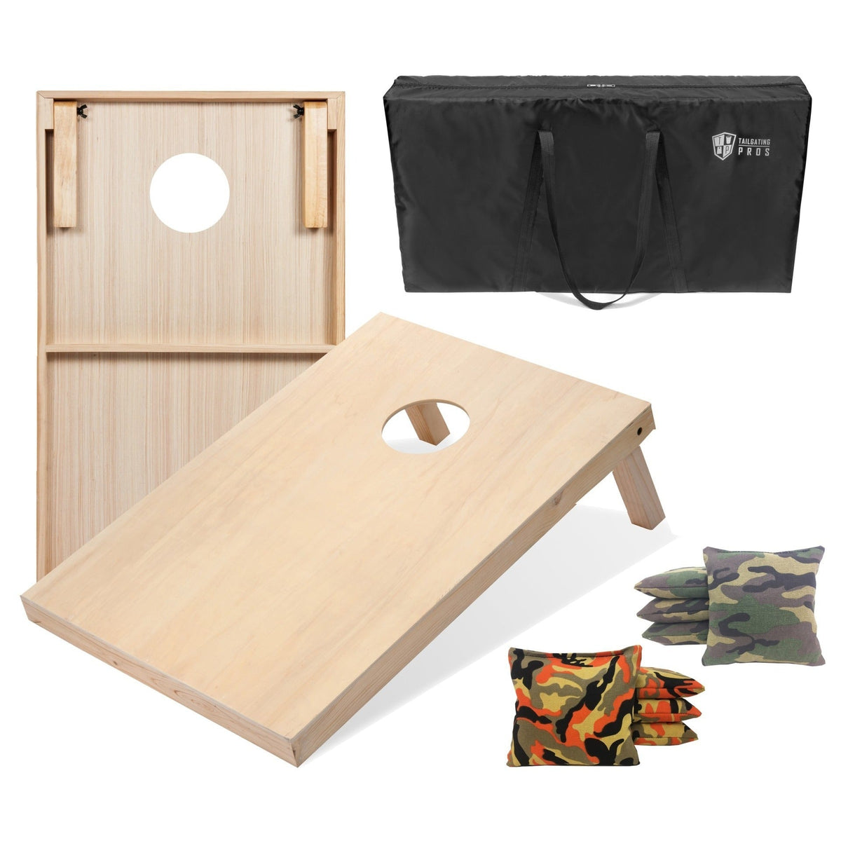 Regulation Cornhole Board Set 4x2 Solid Wood ACA Standard with 8 Bean Bags Carrying Case Tote Outdoor Yard Tailgate Party Game 13 Color Options