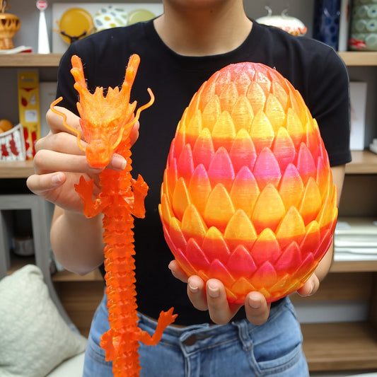 3D-Printed Dragon Egg and Dragon Set, 7.09-Inch Egg and 23.62-Inch Dragon