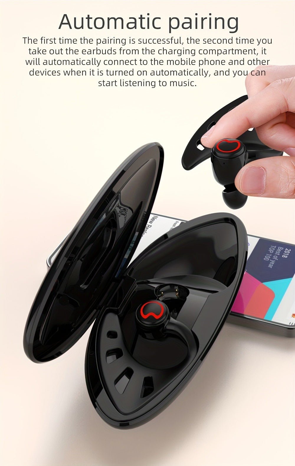 Anime TWS Wireless Earbuds Bluetooth Couple Matching Headphones HD Sound Touch Control Compatible iOS Android Valentine's Day Birthday Holiday Gift Black Green White