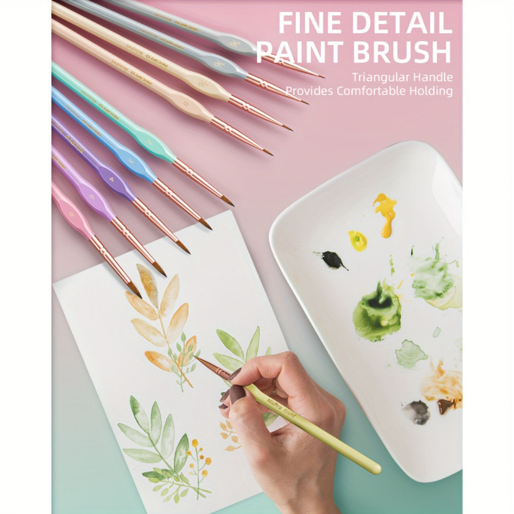 Miniature Paint Brush Set 15 Piece with Case – Micro Fine Detail Brushes for Acrylic, Oil, Watercolor, Rock Painting, Models & Paint by Numbers | Ergonomic Triangular Handle | Artist Gift