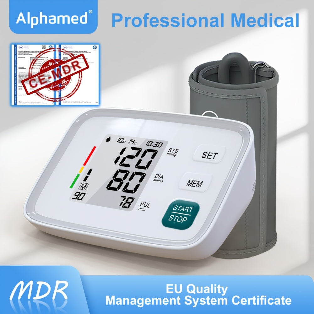Blood Pressure Monitor Upper Arm - ALPHAMED U80E Automatic Digital Sphygmomanometer with Adjustable Cuff 8.7-17 Inch, 2×90 Group Memory, Large Display for Home Use, Battery Operated