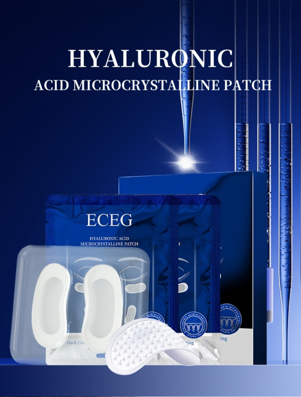 Anti-Aging Microneedle Eye Patches Hyaluronic Acid Dissolving Under Eye Mask for Dark Circles Wrinkles Puffiness Deep Hydrating Moisturizing Skin Care Treatment Set 3 Boxes