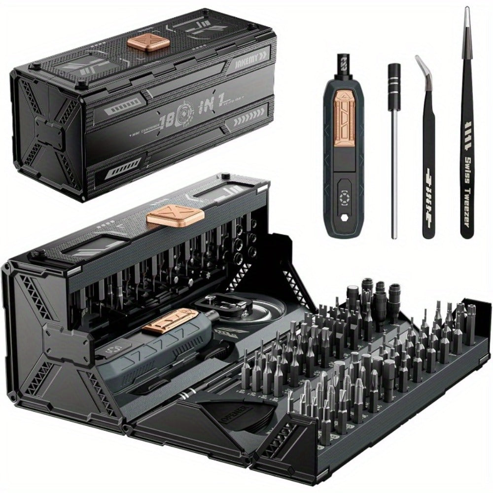 180-in-1 Precision Screwdriver Set – Magnetic Professional Repair Kit for Laptop, Phone, Camera, Tablet, Game Console & Glasses, Angular Container Case Design