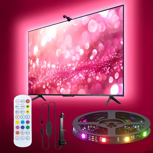 TV Backlight LED Strip, RGB 12.5ft with 5V USB Power, Remote Control and Adjustable Brightness