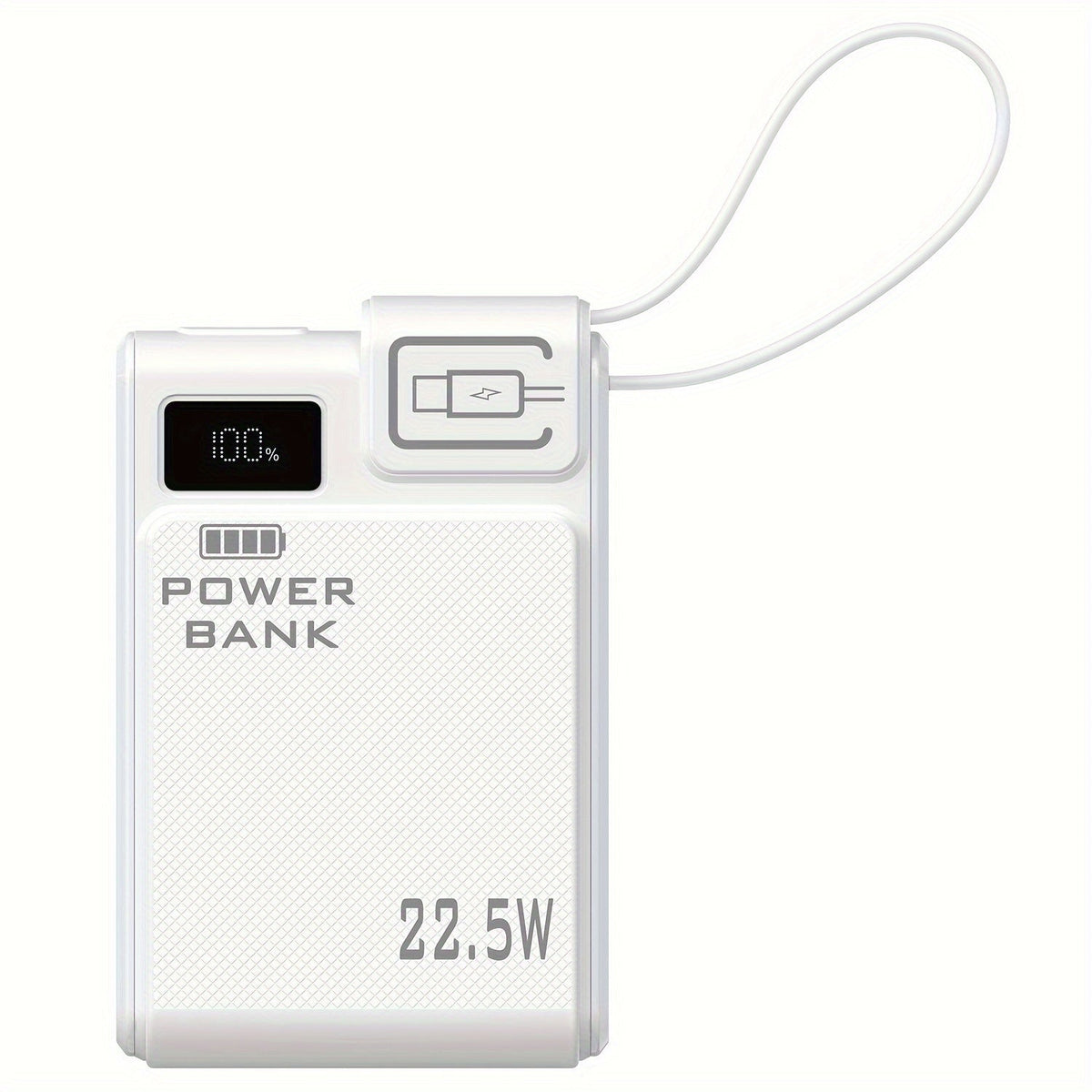 Power Bank 10000mAh 22.5W Fast Charging with Built-in USB-A USB-C Cables – 3 Ports LED Digital Display Portable Charger for iPhone Android Samsung iPad | White Black Green