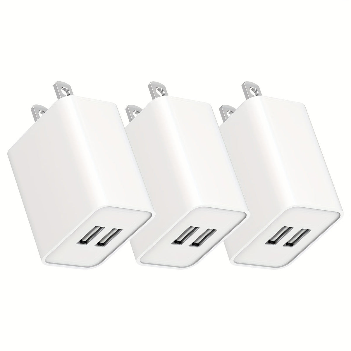 USB Wall Charger Cube Multi-Pack 2/3/4-Pack Dual Port 5V 2.1A with Short Circuit Protection, 100-240V Universal AC Adapter US Plug for iPhone 17 16 15 14 13 12 SE 11 Pro Max, Google Pixel, Huawei Android