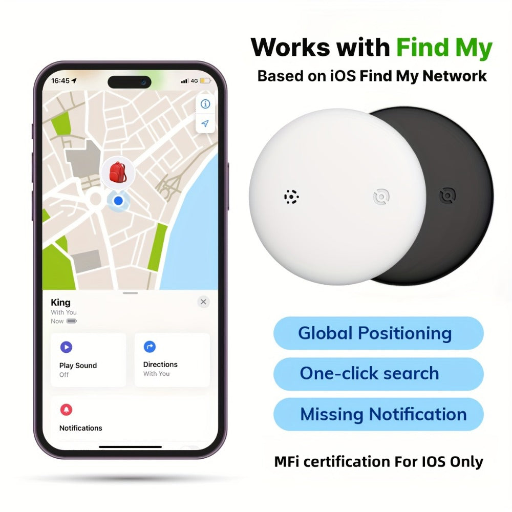 Apple Find My Tracker 2 Pack AirTag-Size Bluetooth Key Finder with Keychain Holder – Anti-Lost Locator for Keys Pets Bags Luggage, 1-Year CR2032 Battery, iOS Smart Tag, Tech Gift for iPhone Users