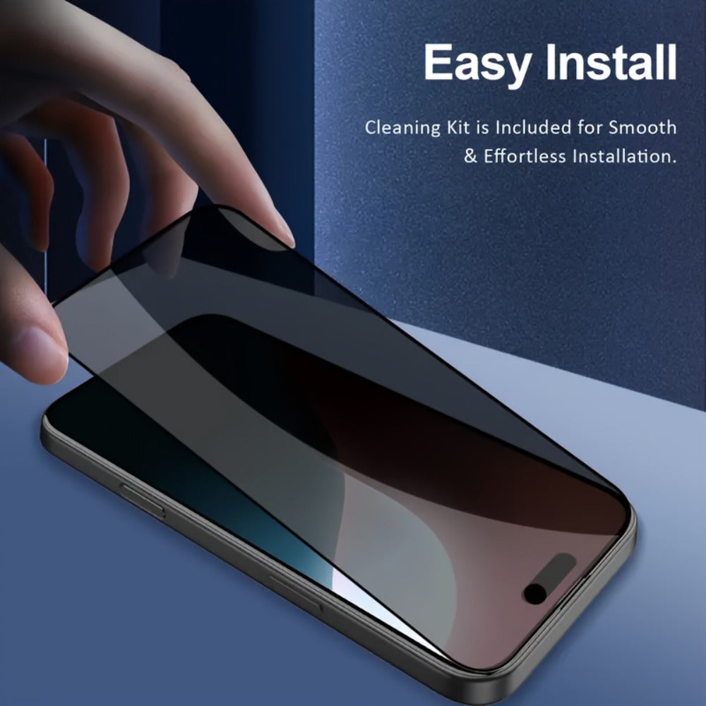 Privacy Screen Protector 6-Pack for iPhone – 3 Anti-Spy 9H Tempered Glass + 3 Camera Lens Protectors, Bubble-Free Full Coverage, Face ID Compatible, iPhone X 11 12 13 14 15 16 Pro Max Plus