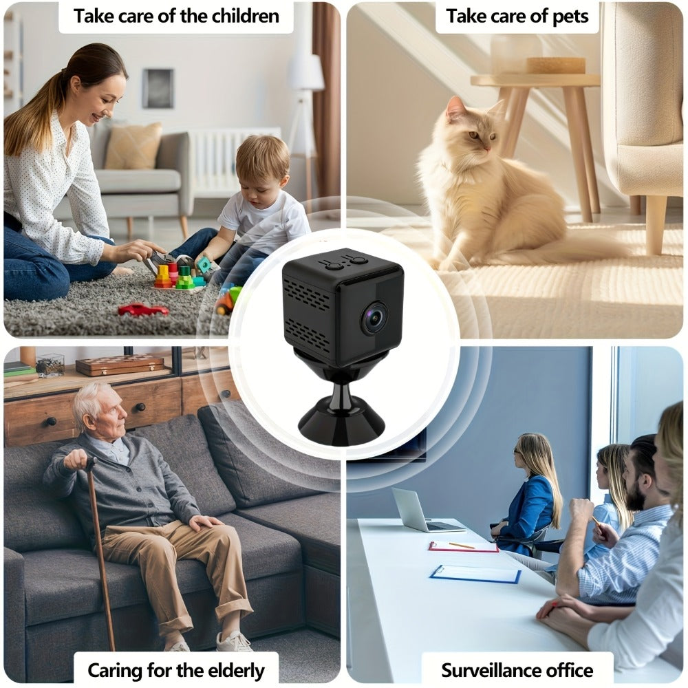 2K Mini Magnetic Security Camera, Continuous Video Recording, Night Vision, 2.4G WiFi, USB & Battery Dual Power, SD Card & Cloud Storage – Compact Nanny Cam for Baby Pet Home Surveillance