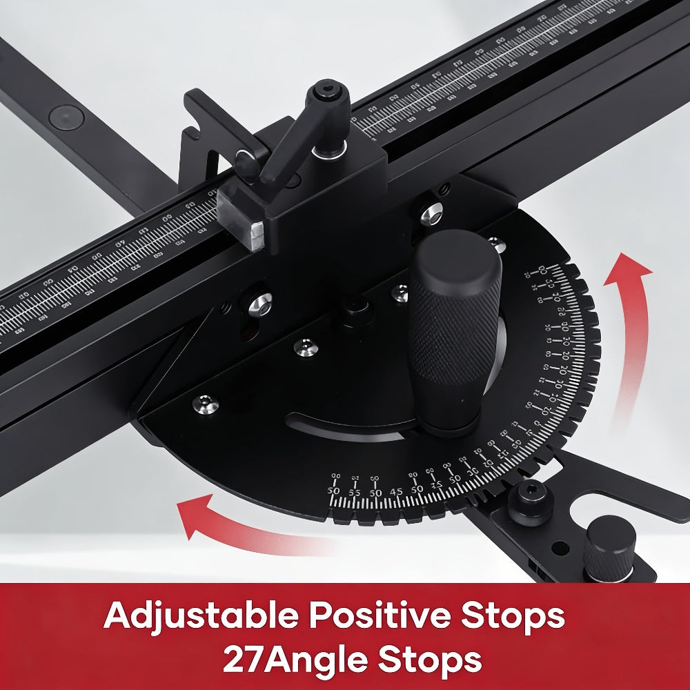 400mm Woodworking Angle Gauge with Adjustable Fence & Guide Rail – Precision Miter Measuring Tool Compatible with 30mm & 45mm T-Track for Table Saw Router