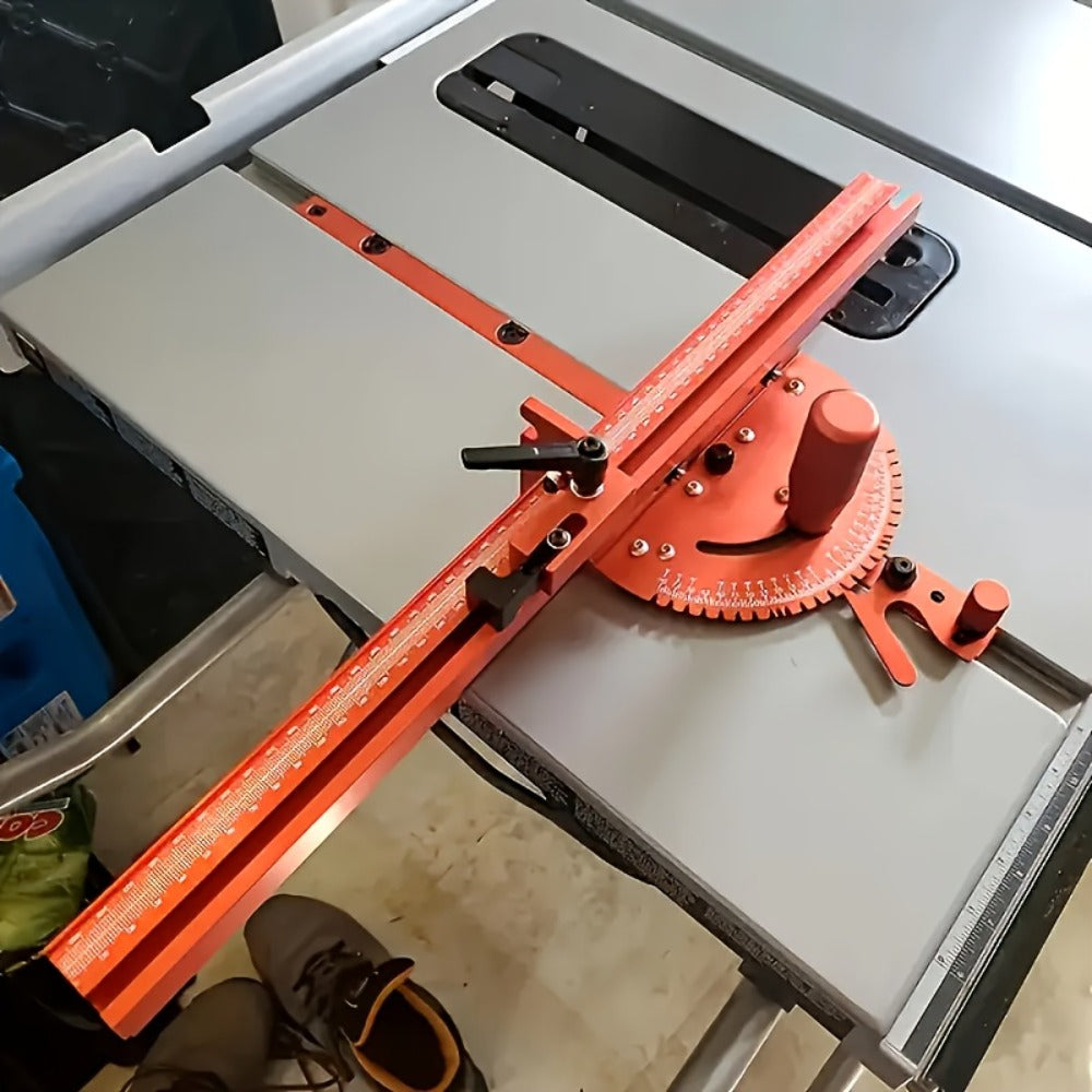 400mm Woodworking Angle Gauge with Adjustable Fence & Guide Rail – Precision Miter Measuring Tool Compatible with 30mm & 45mm T-Track for Table Saw Router