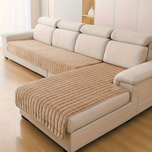 Quilted Flannel Velvet Sofa Cover Set with Polyester Fill, 2 Pieces