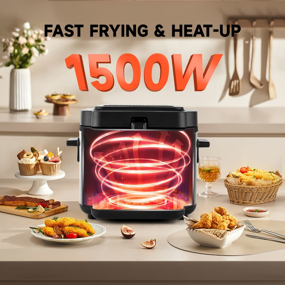 Deep Fryer 1500W Electric – Non-Stick Stainless Steel Frying Pot with Adjustable Temperature Control & Frying Basket, 1.5L / 2.5L / 3L / 5L / 6L Capacity for Home Kitchen