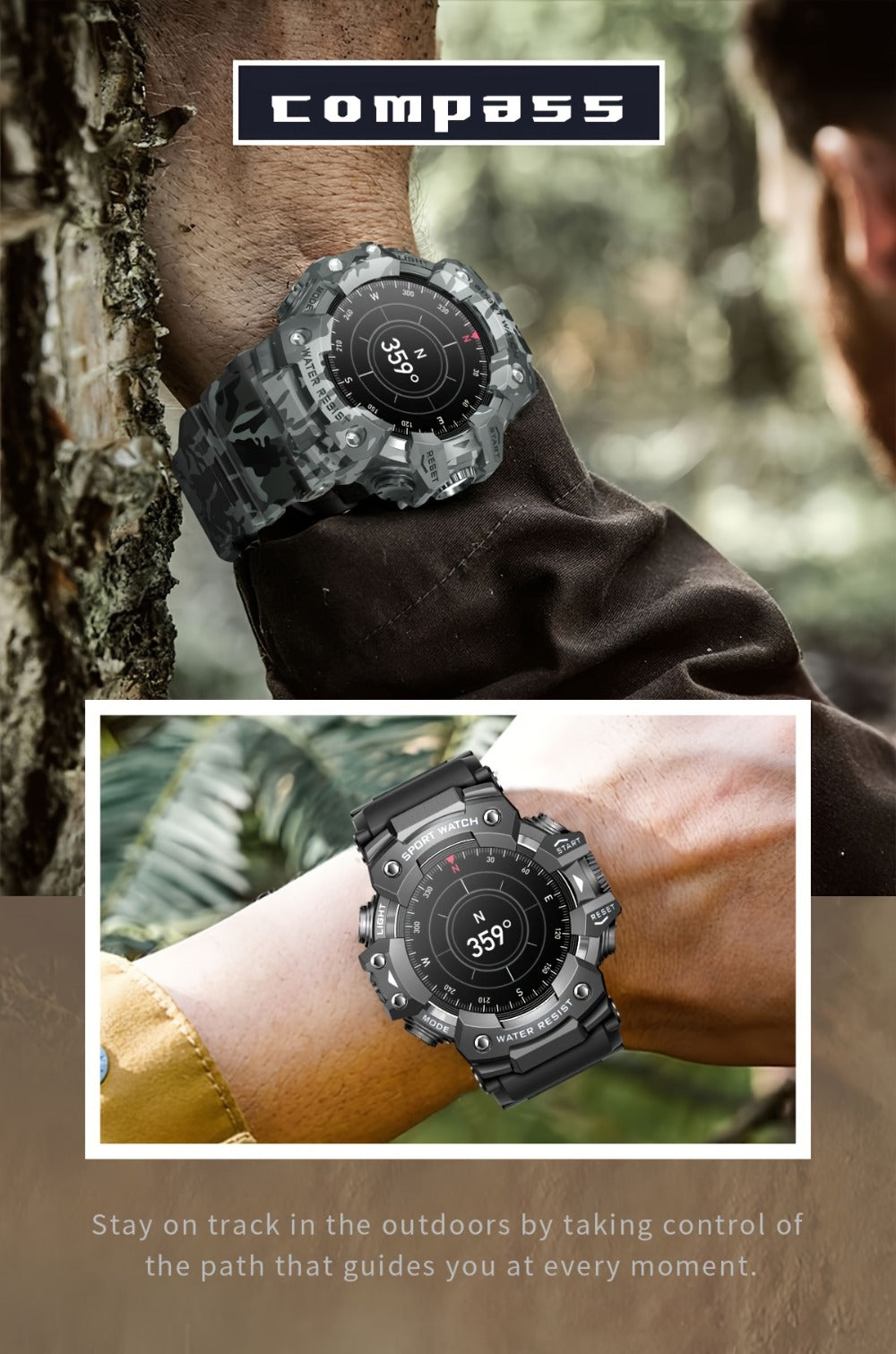 Tactical Smartwatch for Men, LED Flashlight & SOS Emergency, 1.32" TFT Screen, Bluetooth Calling, 100+ Sport Modes, Heart Rate SpO2 Sleep Tracker, Camouflage & Matte Colors – iPhone & Android Compatible
