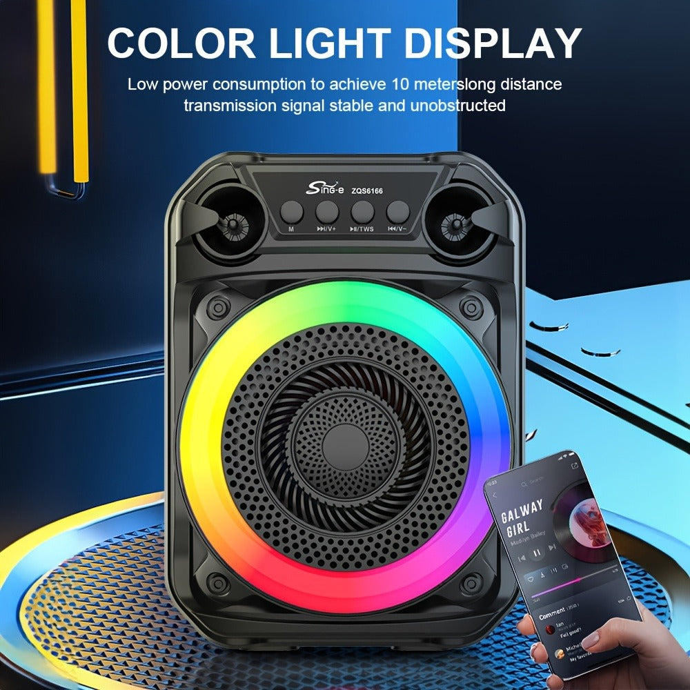 Portable Wireless Karaoke Speaker with Microphone & Bass Boost, TWS Stereo Sound, TF/SD Card Player, Type-C Charging, PA System for Outdoor Street Karaoke Parties Singing Computer DVD