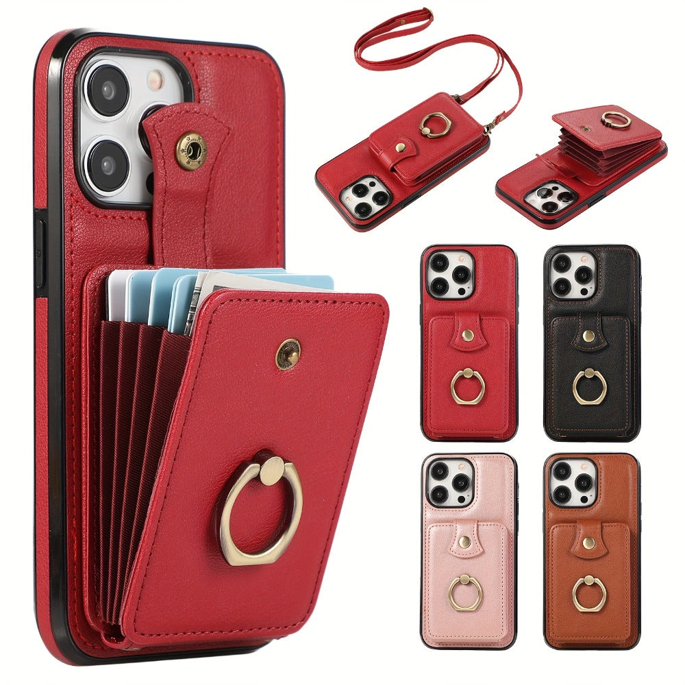 RFID Blocking iPhone Wallet Case with Magnetic Card Holder Kickstand MagSafe Compatible Shockproof Armor Bumper Wireless Charging Support for iPhone 16 15 14 13 12 Pro Max Plus Series