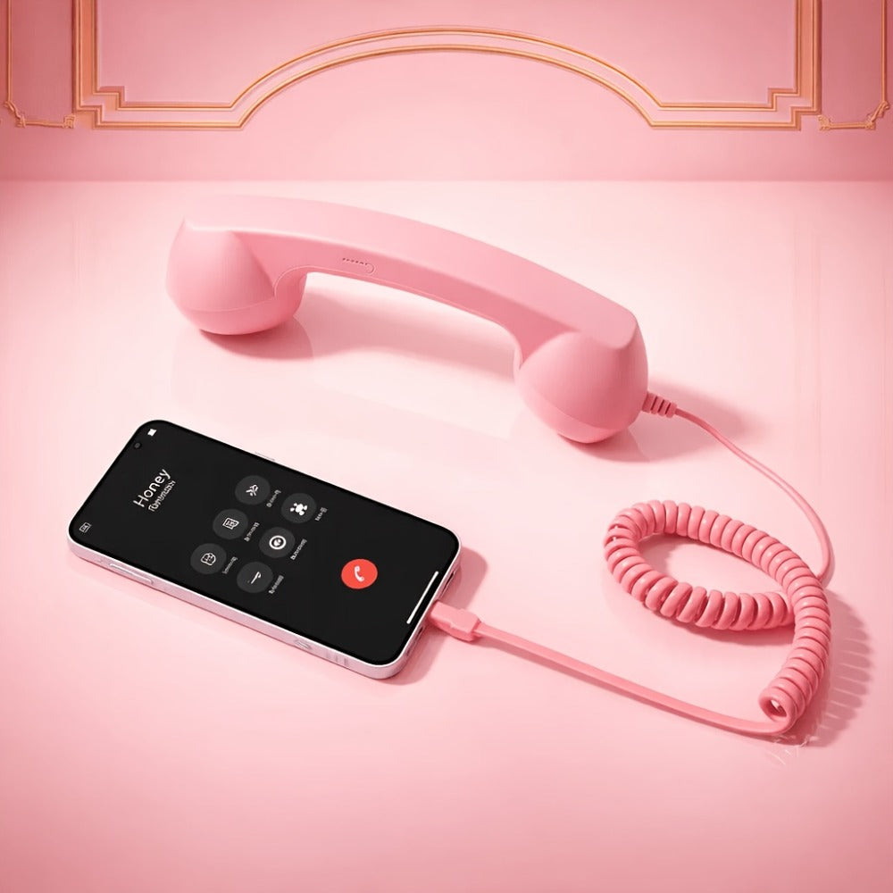 Anti-Radiation Phone Handset Retro USB-C Wired Receiver for Android – Built-in Mic, Ergonomic Grip, Plug-and-Play, No Battery | Blue, Pink, Black