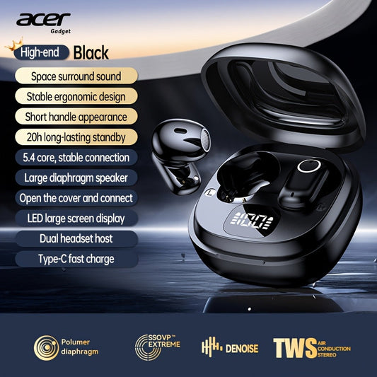 Acer Ergonomic Sports TWS Earbuds 50H Standby Low Latency HiFi Stereo Deep Noise Reduction Touch Control Lightweight Running Workout Wireless Earphones Black Purple Beige