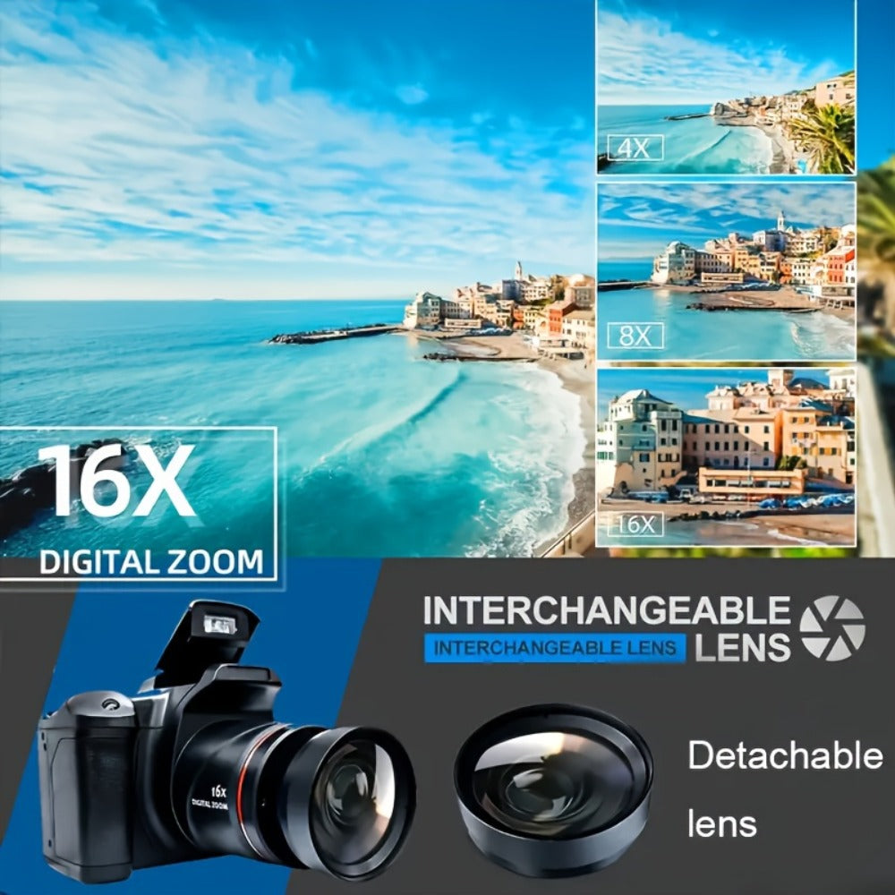 Compact Vlog Camera 1080P FHD – MARVUE Digital Camera with 2.4-Inch LCD Screen, Long-Lasting Battery, 16x Digital Zoom, 9.88mm Wide-Angle Lens, Durable Design for Travel, Everyday Use & Gift