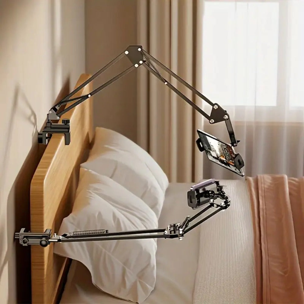 Long Arm Tablet Stand Phone Holder Flexible Gooseneck Desk Mount Bedside Tabletop Lazy Bracket 360 Rotation Compatible with iPad iPhone Samsung Smartphones Tablets Universal