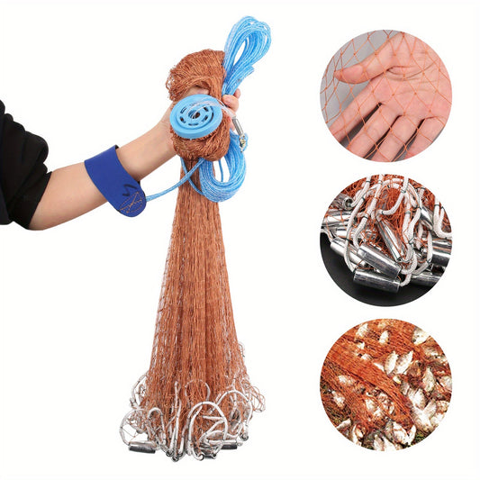 Saltwater Cast Net with Fish Basket, 12-Foot Diameter and 0.12-Inch Mesh