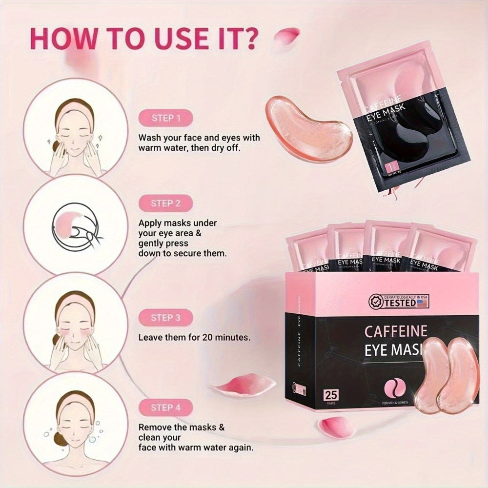 Under Eye Patches Collagen 25 Pairs 3-Formula Choice — Caffeine for Dark Circles & Puffiness | Hyaluronic Acid for Deep Hydration | Aloe Vera for Soothing & Cooling | All Skin Types Men & Women