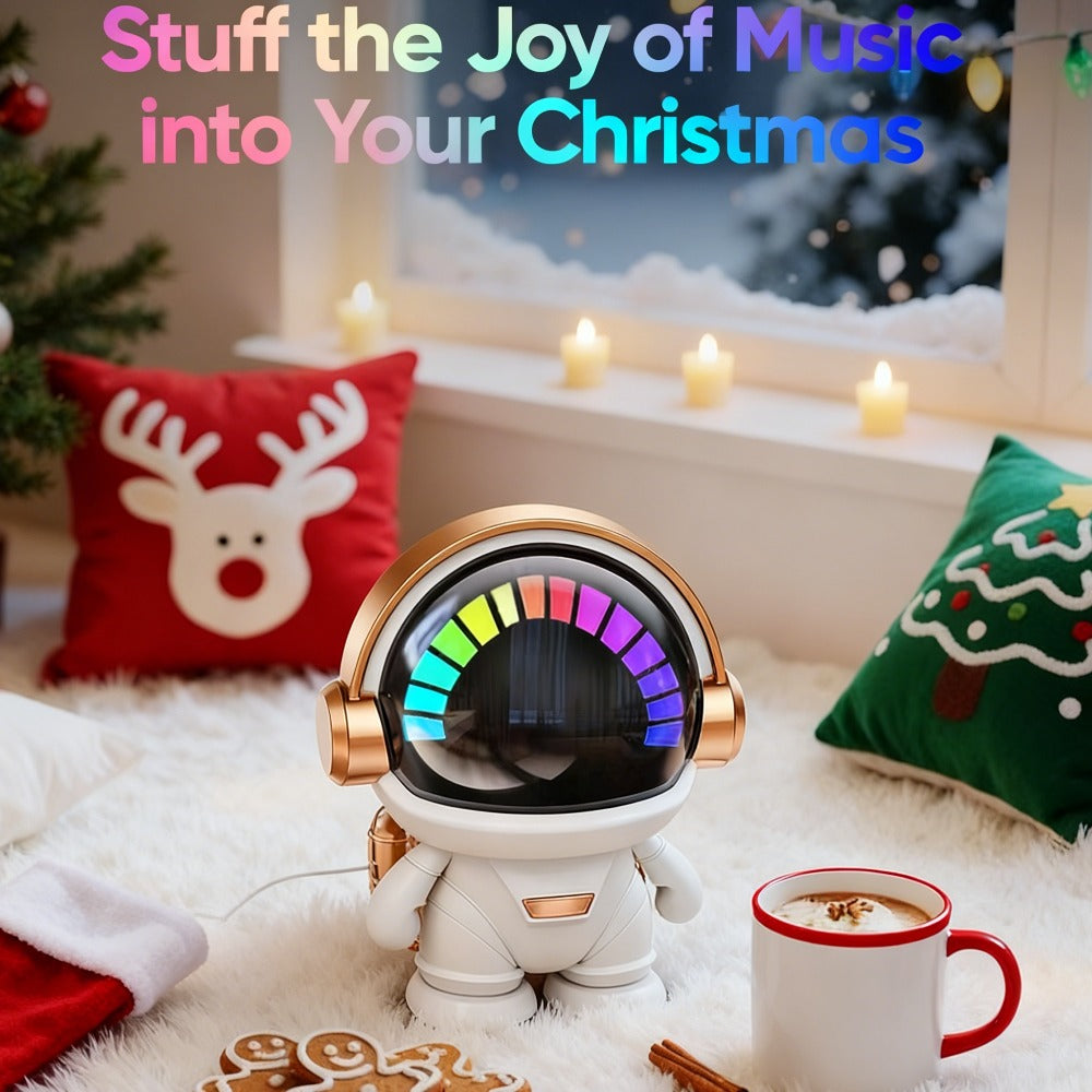 Cute Astronaut Wireless Speaker with LED Light, Portable Bluetooth Mini Speaker with Stereo Sound, USB Rechargeable Desktop Decoration Speaker for Home, Office & Party – Unique Birthday Gift for Kids, Teens & Adults