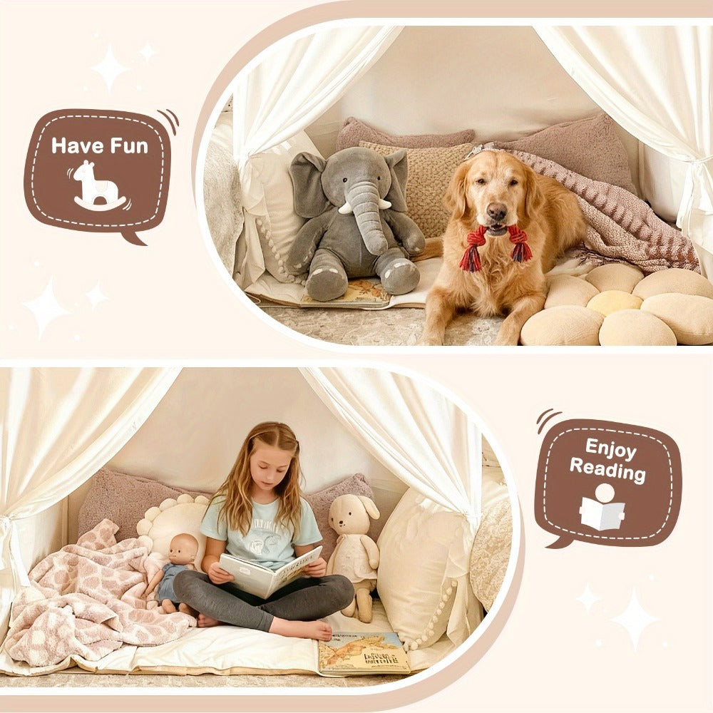 Kids Play Tent with Foldable Design in Beige, Pink, Green, Brown or Cream