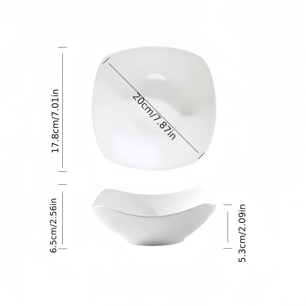 Salad Bowl and Plate Set 4/8/16 Piece – Reusable White PP Plastic Microwave Safe Stackable Lightweight Tableware for Picnic Outdoor Party Wedding Hotel Camping Dessert Cold Dish Serving