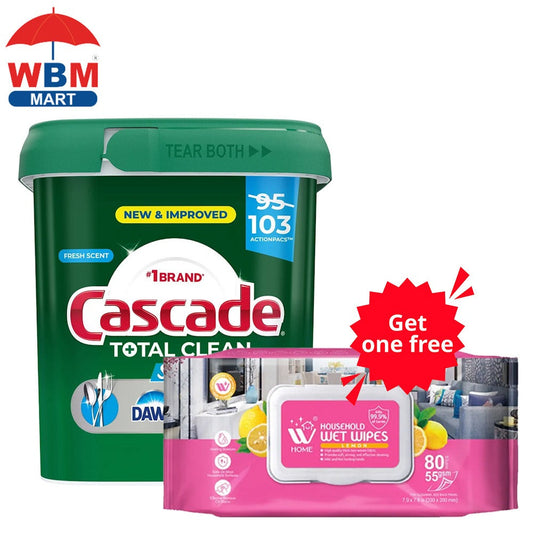 Cascade Total Clean Shine Boost ActionPacs, Fresh Scent Dishwasher Detergent, 92 Count