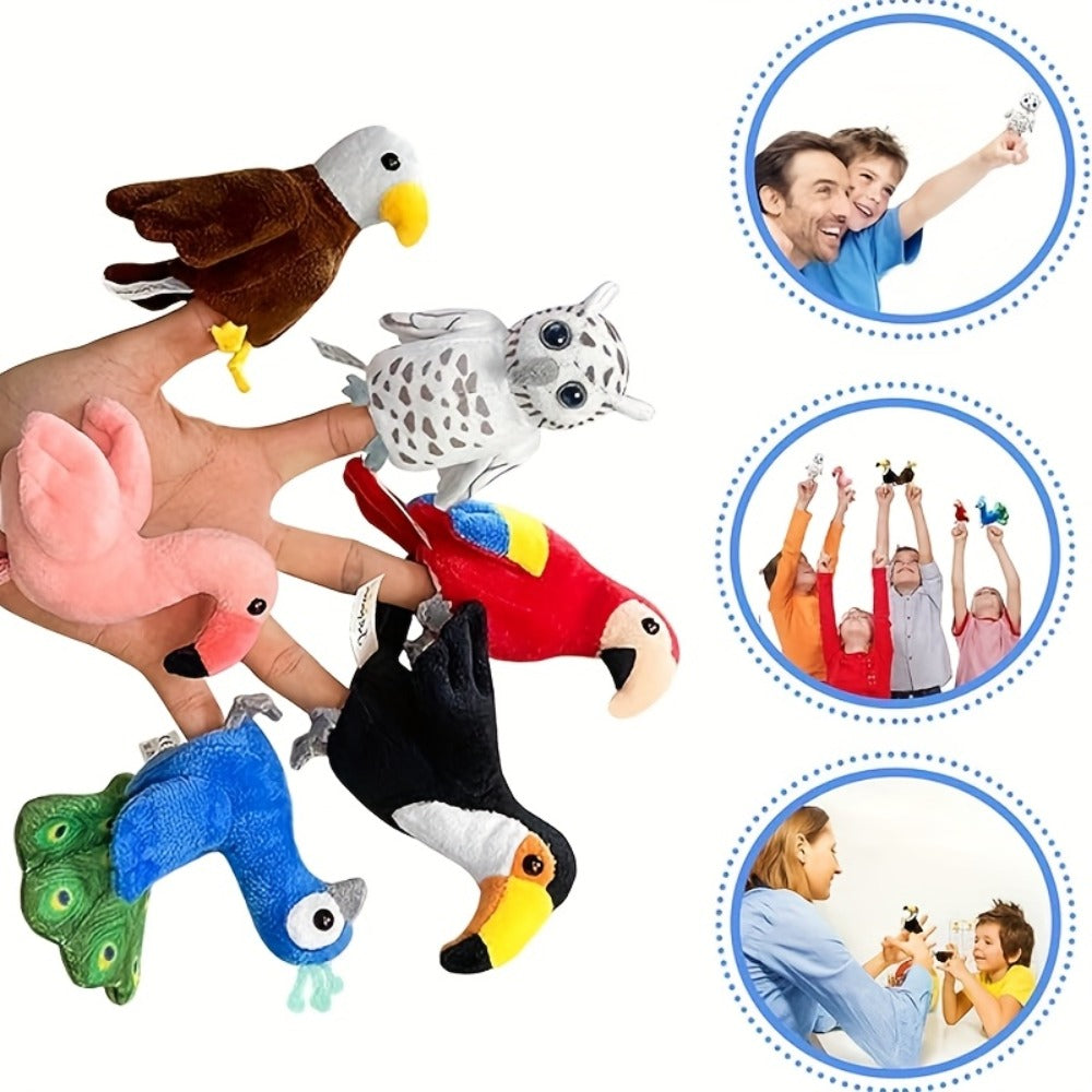Bird Finger Puppets Set 6pcs Realistic Mini Hand Puppets for Kids Toddlers, Cute Animal Bird Puppets for Role Play Storytelling Nature Learning, Birthday Party Favor Gift