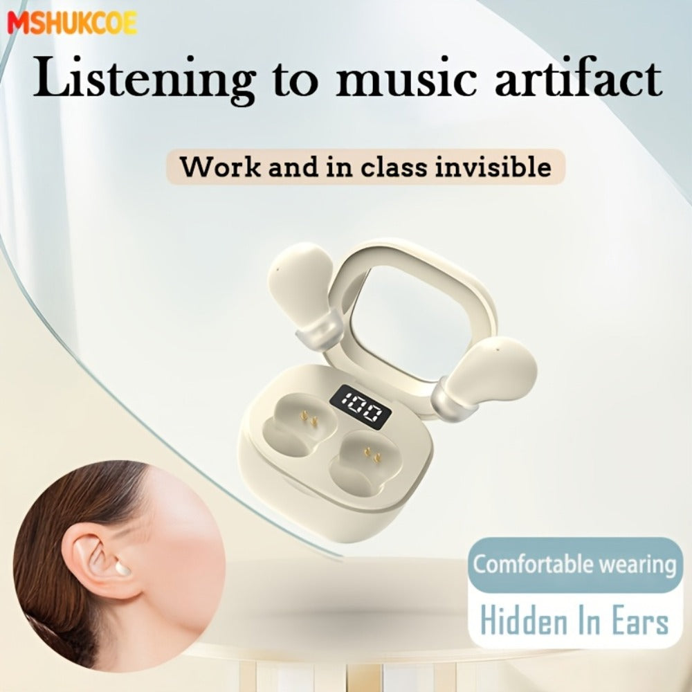 MSHUKCOE Ultra Thin Sleep Earbuds Low Latency Sleep Game Mode, Dual Noise Reduction 6D Bass HiFi Invisible In-Ear Wireless Earphones Ultra Long Battery Life, Birthday Gift