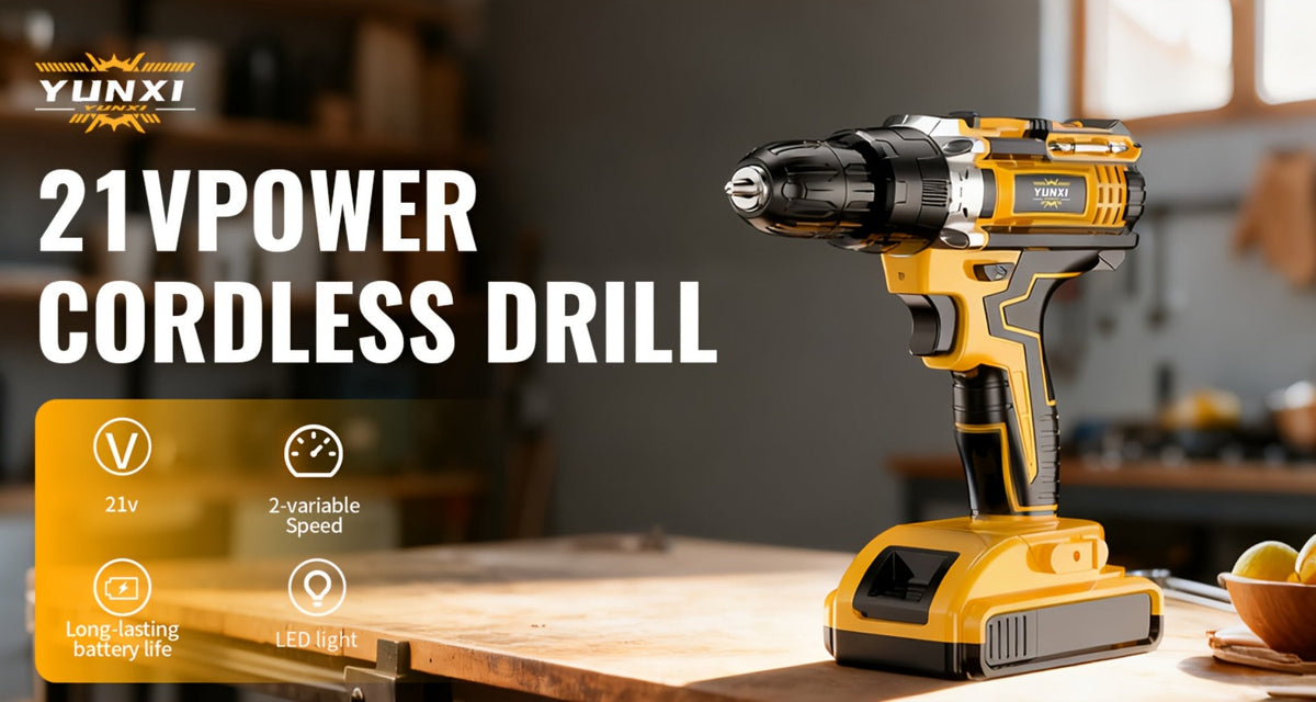 Cordless Impact Drill Set 21V – Electric Power Drill with 2.0Ah Battery, Fast Charger, Screwdriver Bits, Work Light, Variable Speed & Torque Control for Home & Car Repair, Men's Gift