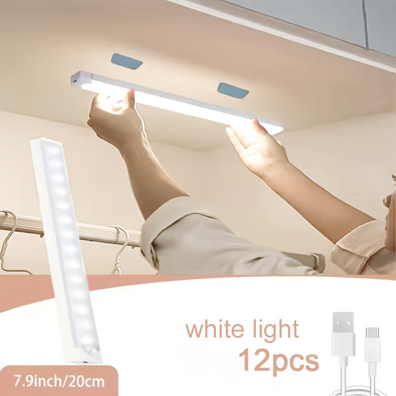 LED Motion Sensor Cabinet Lights USB Rechargeable 3 Modes – Wireless Night Light 6 9 12 Pack 3 Sizes for Bedroom Staircase Kitchen Office Piano Room Dance Studio Bedside Reading
