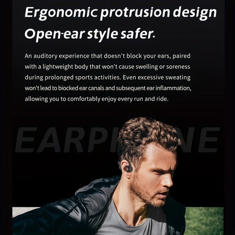 Open-Air Conduction Wireless Business Earphones Dual ENC Noise Canceling Microphones 10H Playtime for Calls Work Driving Online Meetings Outdoor Cycling Cream Black