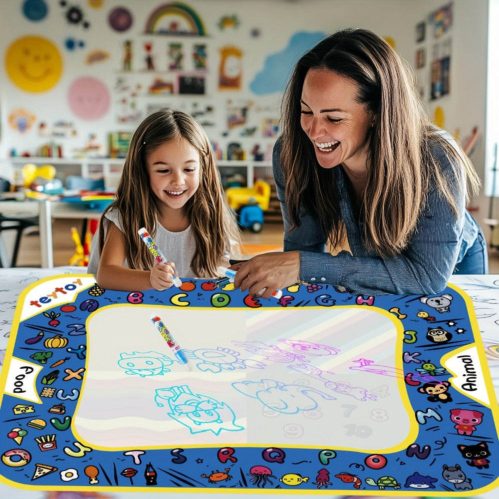 Reusable Water Doodle Mat for Kids with 2 Water Pens – Large Size Mess-Free Drawing Pad, Non-Toxic Educational Art Toy, Interactive Gift for Boys & Girls Ages 2-8