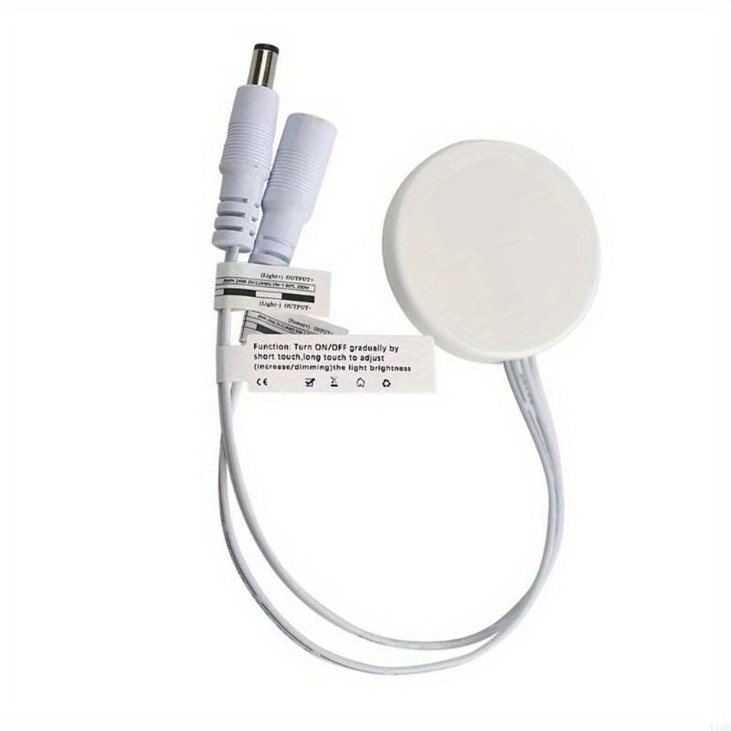 Hidden Touch Sensor LED Dimmer Switch DC 5-24V – Capacitive Touch Dimming Switch for LED Light Strip, 5A 48mm No-Drill Adhesive Mount, Works Through Wood Glass Plastic, Black & White
