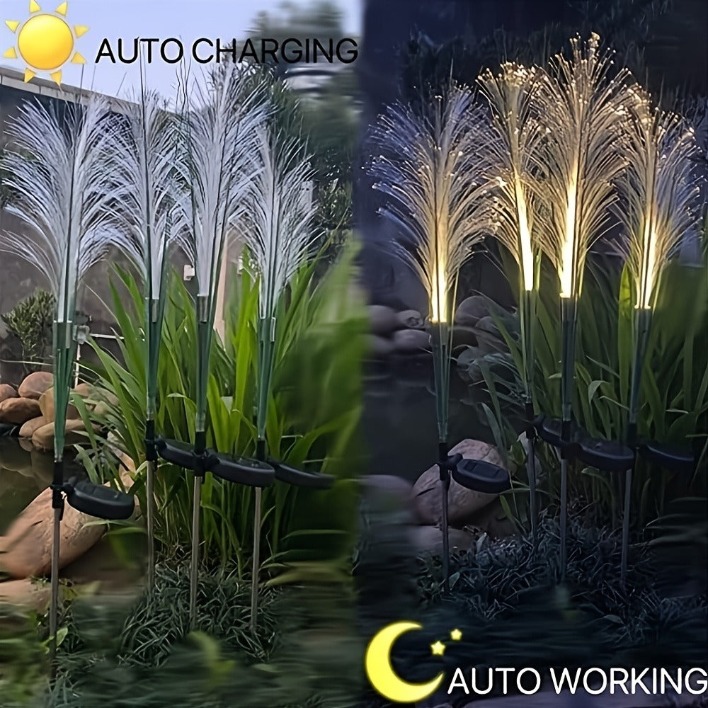 Solar Garden Stake Lights Golden Grass Design - Outdoor Decorative Solar Powered Ambient Landscape Lights Nickel Battery for Yard Patio Balcony Lawn Pathway Flower Bed Decoration 1 or 2 Pack