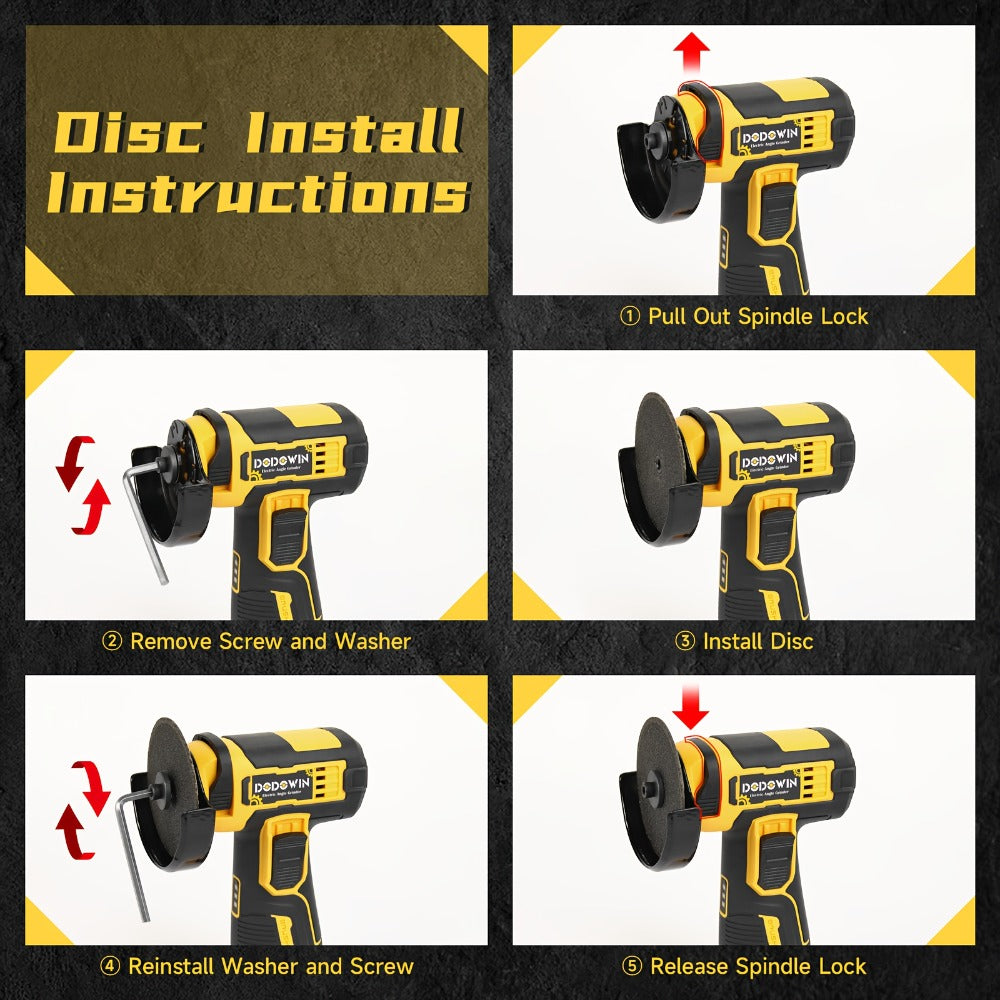 Mini Cordless Angle Grinder 19500RPM – Electric Grinding Polishing Tool for Metal Wood Stone Concrete | Lithium Power Grinder with Battery Options