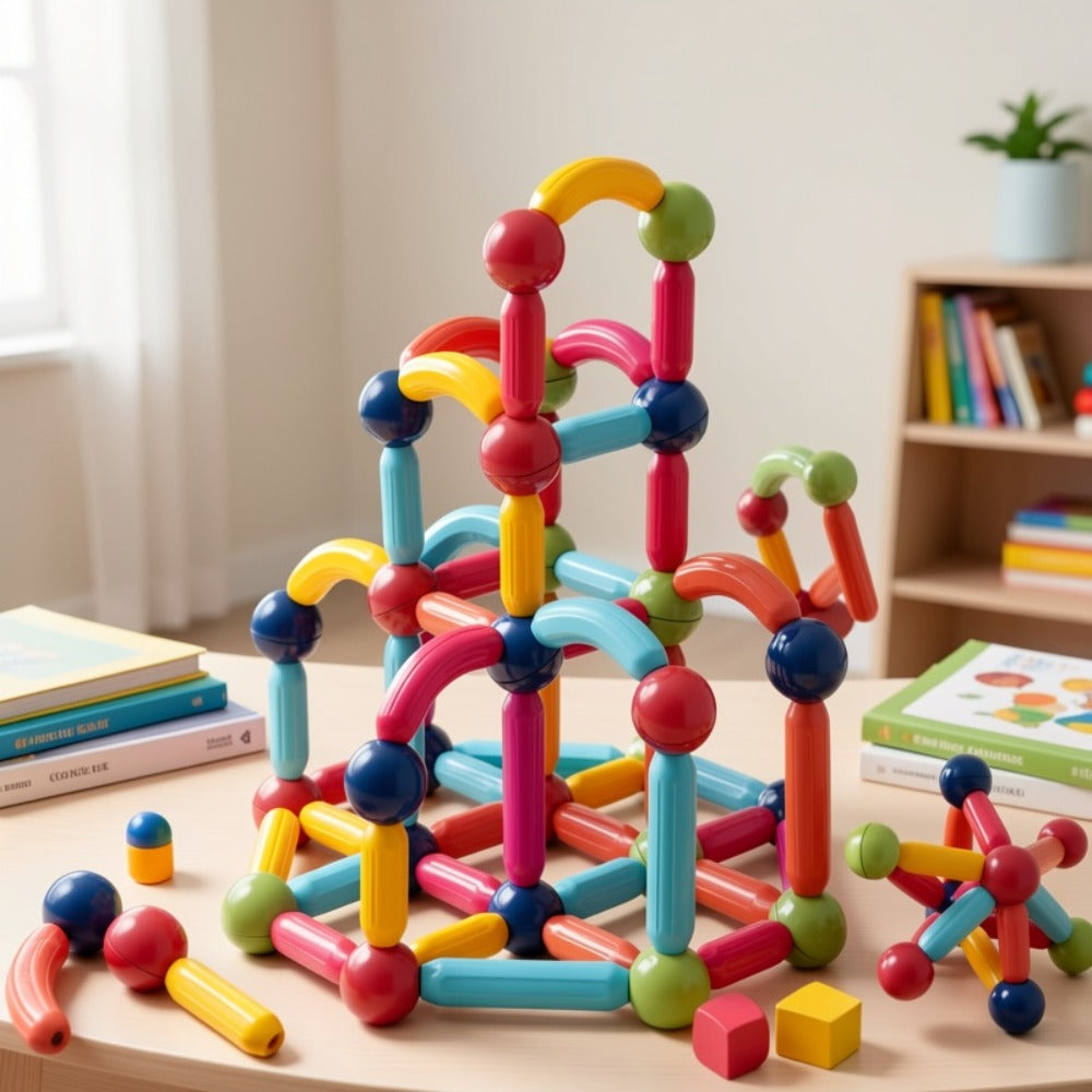 Magnetic Building Sticks Set, 62 Pcs 3D Magnetic Sticks and Balls for Kids Ages 3+