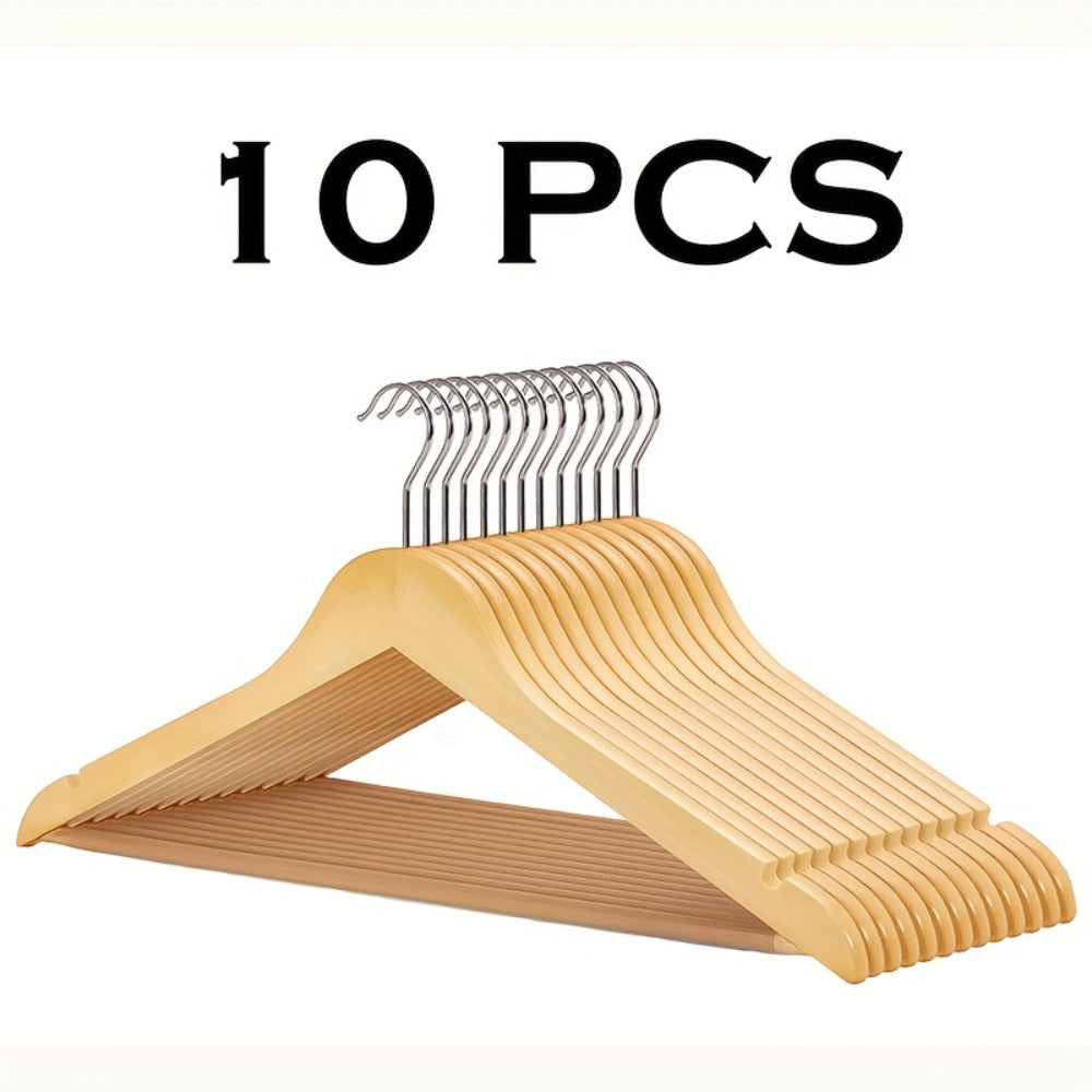 Solid Wood Clothes Hangers Heavy Duty – 10/20/30 Pack Champagne Sturdy Wooden Coat Hangers for Jackets, Dresses & Heavy Coats | Space-Saving Wardrobe Hangers for Home, Office & Hotel Closet Organization