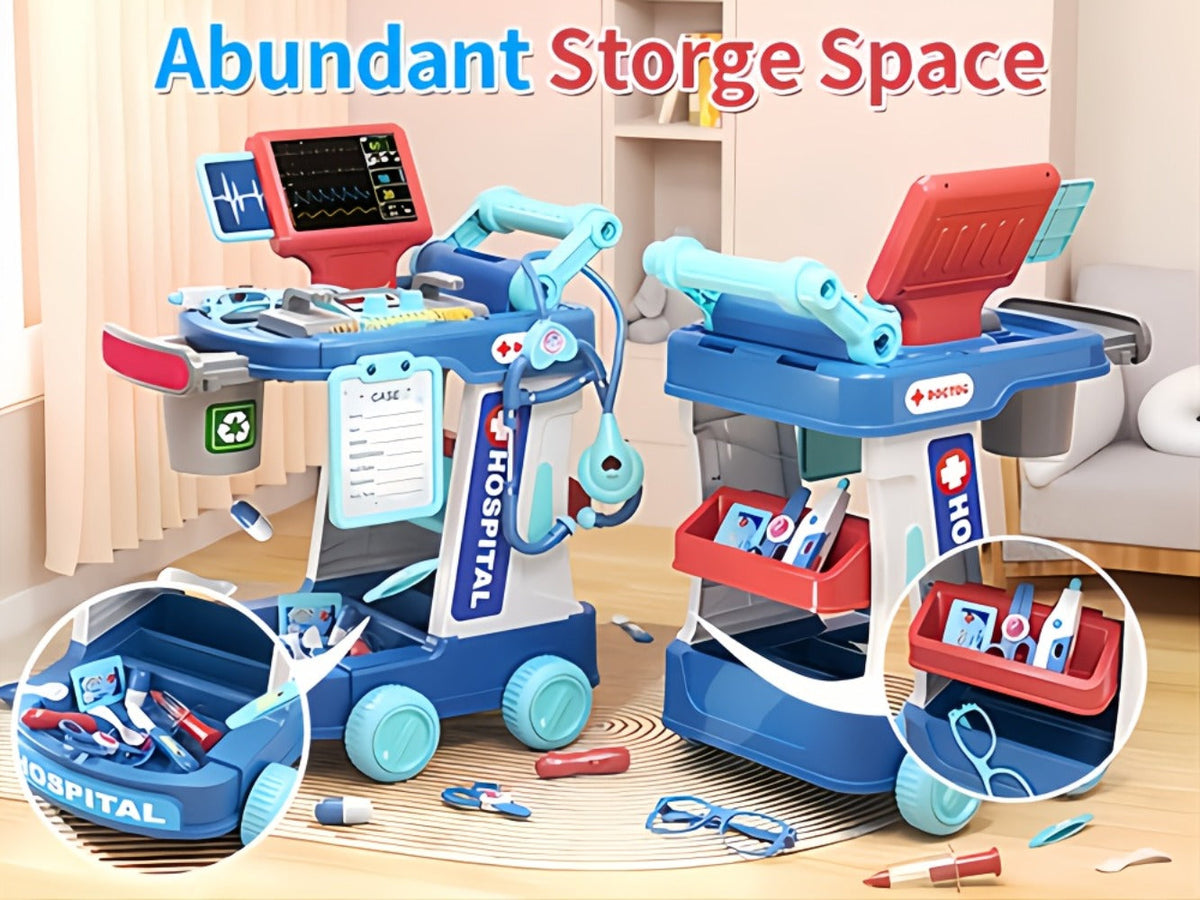 Kids Doctor Play Set with Medical Trolley for Pretend Clinic Role-Play
