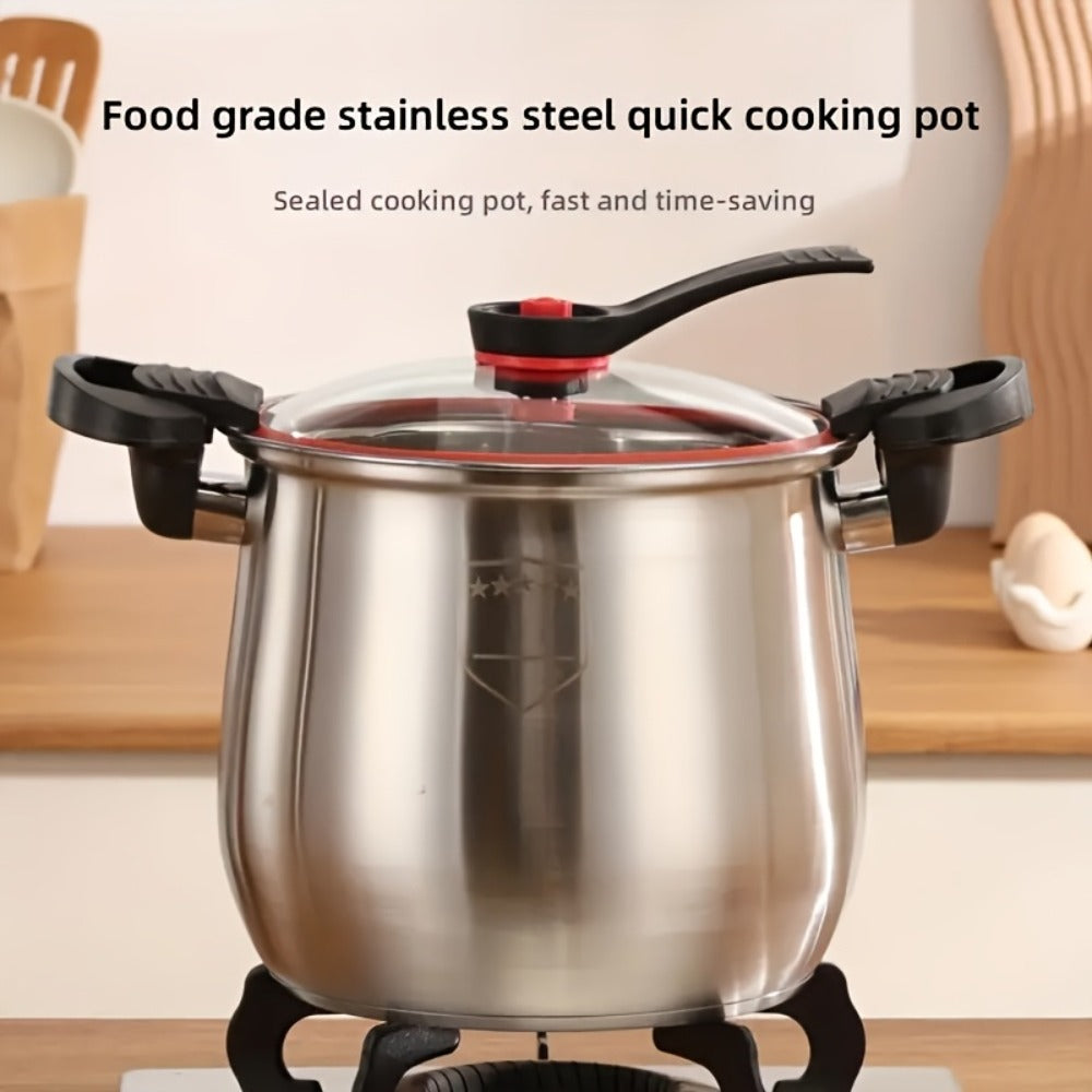 304 Stainless Steel Stew Pot Large Capacity – Food-Grade Non-Stick Multipurpose Cooker | Induction & Gas Stove Compatible Soup Pot for Home Kitchen | Durable Even-Heating Cooking Pot