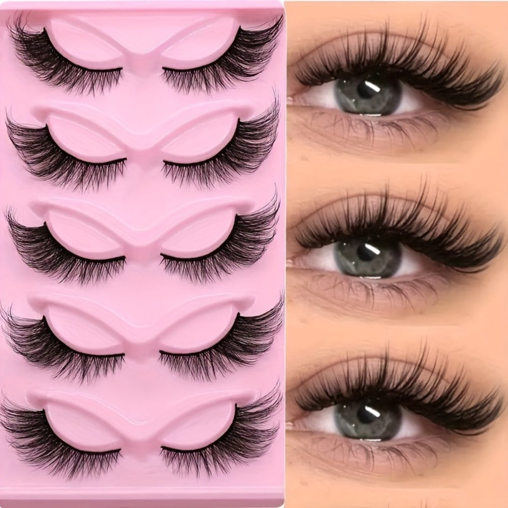 180 Pairs False Eyelashes Bulk Value Pack — Long Thick Cat Eye Strip Lashes, 6 Packs of 30 Pairs Flexible Clear Band Reusable Wispy Lashes for Glamorous Eye Makeup, Holiday Gift & Everyday Wear