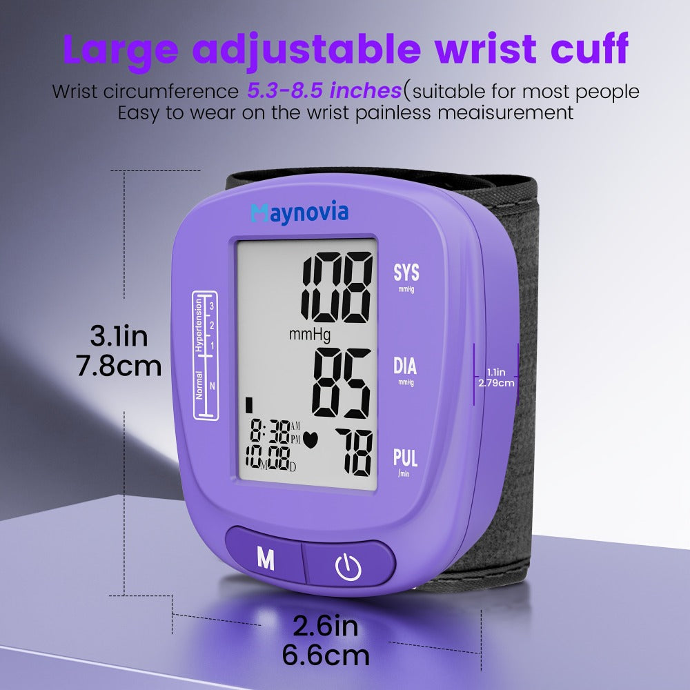 Blood Pressure Monitor Wrist Cuff with Oximeter Fingertip – Digital BP Machine Home Use, 120 Memory, Portable Case & Battery Included, Fully Automatic Hypertension Tracker