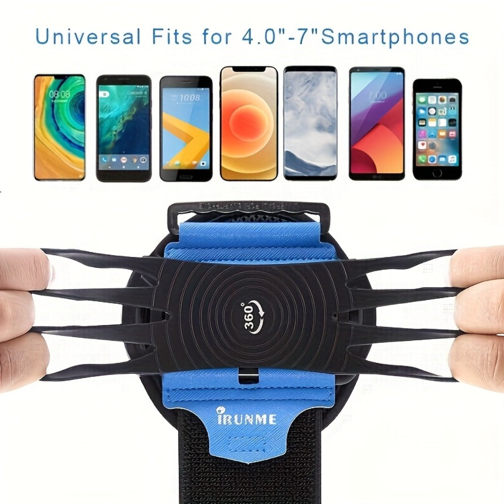 360° Rotation Sports Phone Arm Strap Wrist Holder for Running Gym Workout – Removable Adjustable Armband for 4.5 to 7 Inch Phones iPhone Samsung Android